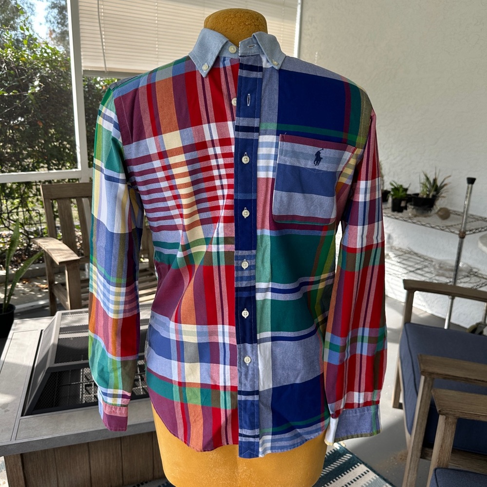 Ralph Lauren Plaid Shirt, size Small, 20” chest, 28” long , 100% Cotton